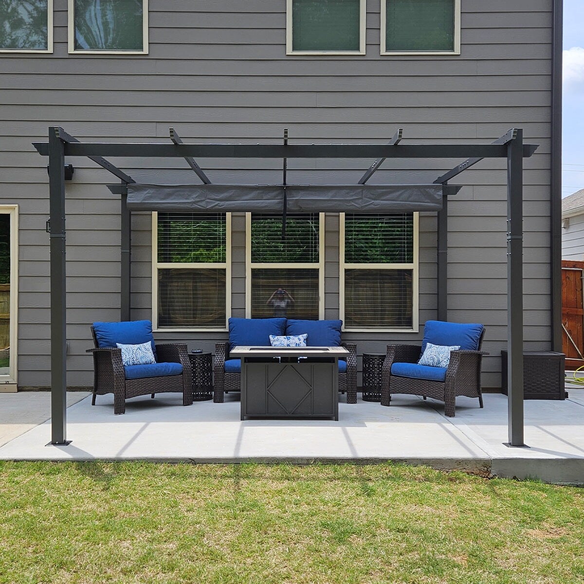 PURPLE LEAF Gazebo 10' x 13' Outdoor Retractable White Heavy-Duty ...