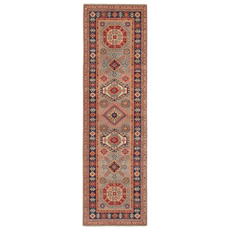ECARPETGALLERY Hand-knotted Uzbek Ghazni Grey Wool Rug - 2'9 x 9'7 - Grey - 2'9 x 9'7