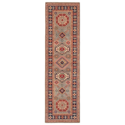 ECARPETGALLERY Hand-knotted Uzbek Ghazni Grey Wool Rug - 2'9 x 9'7