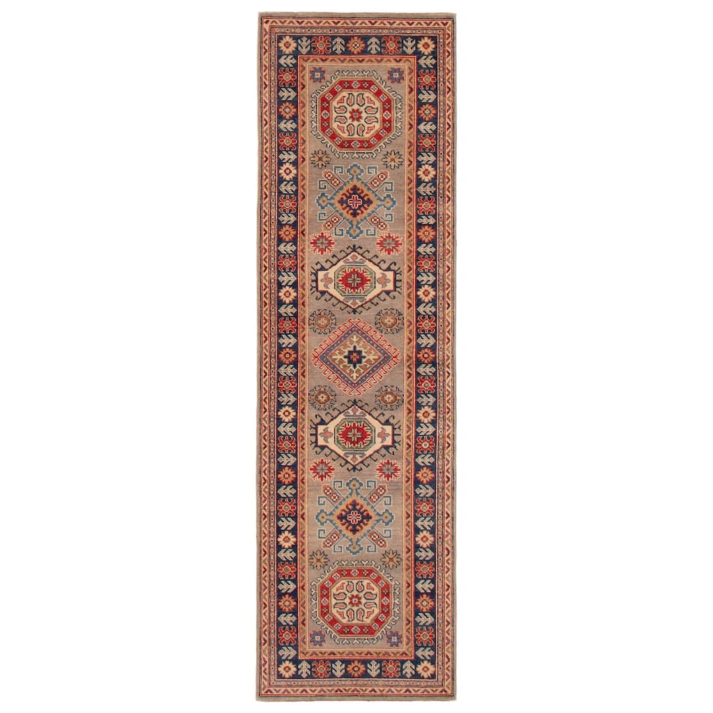 ECARPETGALLERY Hand-knotted Uzbek Ghazni Grey Wool Rug - 2'9 x 9'7