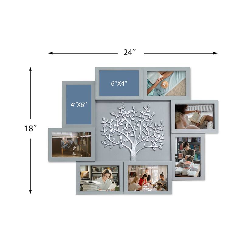 HELLO LAURA 8 Opening 4x6 Picture Frame Collage Family Tree Wall Hanging