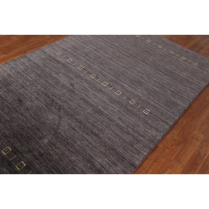 Charcoal Gabbeh Indian Area Rug Handmade Wool Carpet - 4'11"x 7'10"