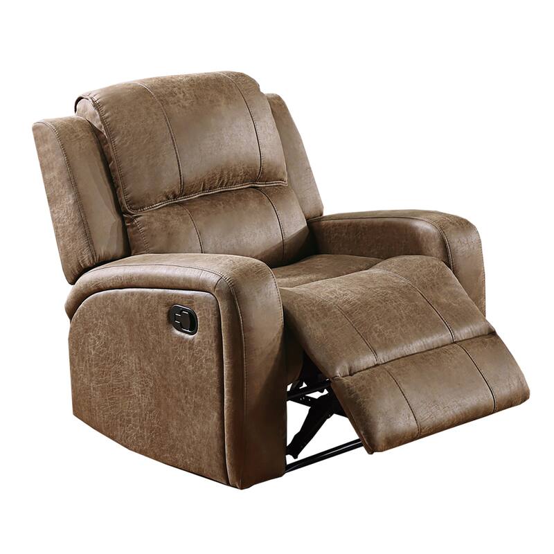 Leather-Like Fabric Upholstered Manual Motion Recliner - Chestnut