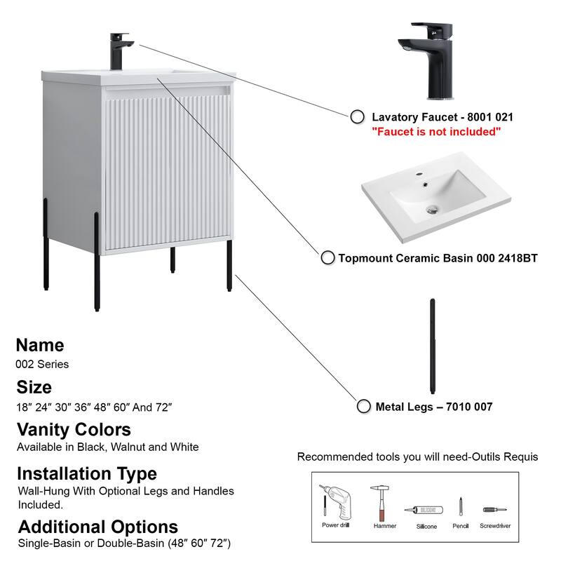 Ripple 24" Bathroom Vanity Kit (Assembly Required)