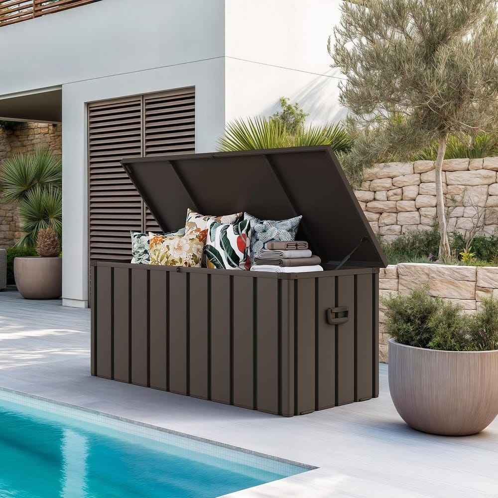 PURPLE LEAF Outdoor Deck Box Waterproof Lockable Storage Box Container with Lid