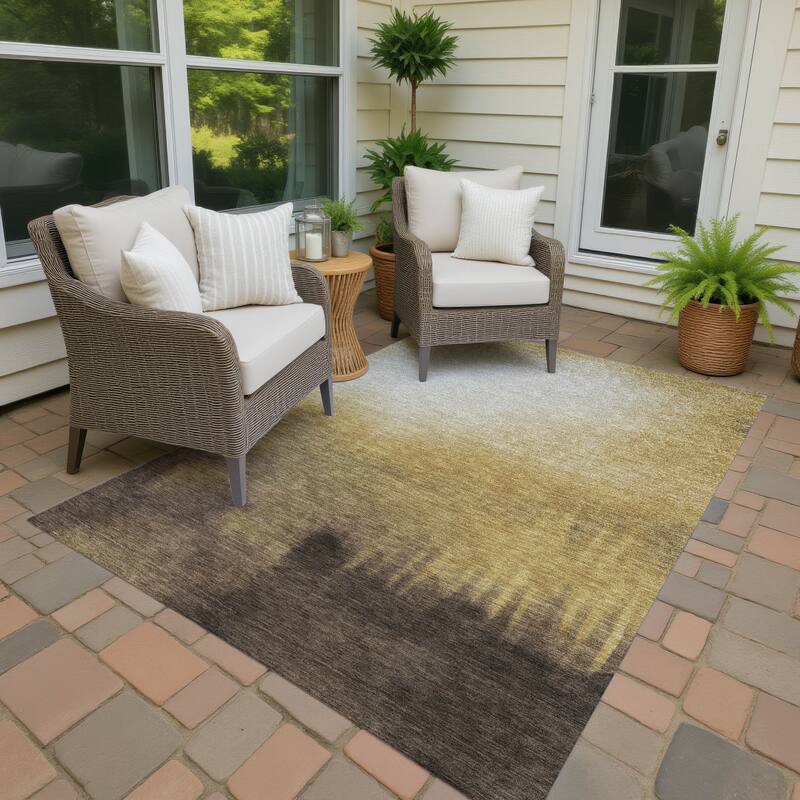 Machine Washable Indoor/ Outdoor Modern Dawn Chantille Rug - Honey - 3' x 5'