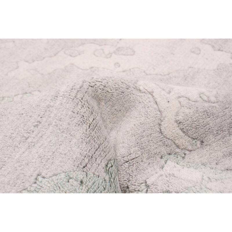 ECARPETGALLERY Hand-knotted Alma Grey Silk, Wool Rug - 2'6 x 9'9