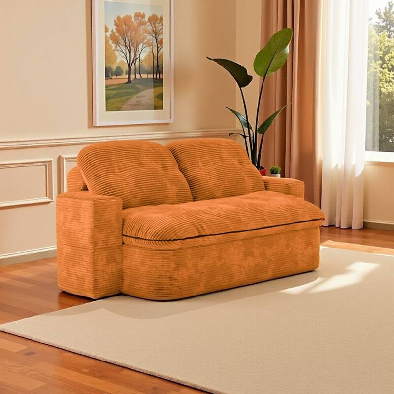 Oversized Loveseat Recliner Sofa, 2-in-1 Convertible Floor Sofa Bed, 3-Seat Sleeper Sofa with Adjustable Armrest