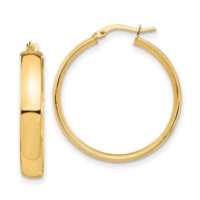 Curata 14k Yellow Gold High Polished 31x30mm Hoop Earrings