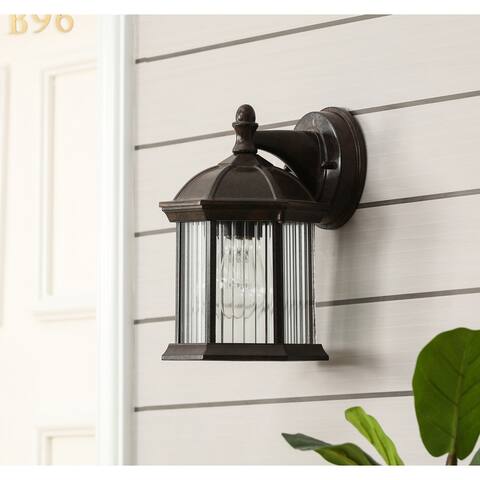 Traditional 1-light Black/Gold Metal Outdoor Glass Wall Sconce