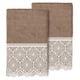 Authentic Hotel and Spa 100% Turkish Cotton Arian 2PC Cream Lace Embellished Hand Towel Set - Latte