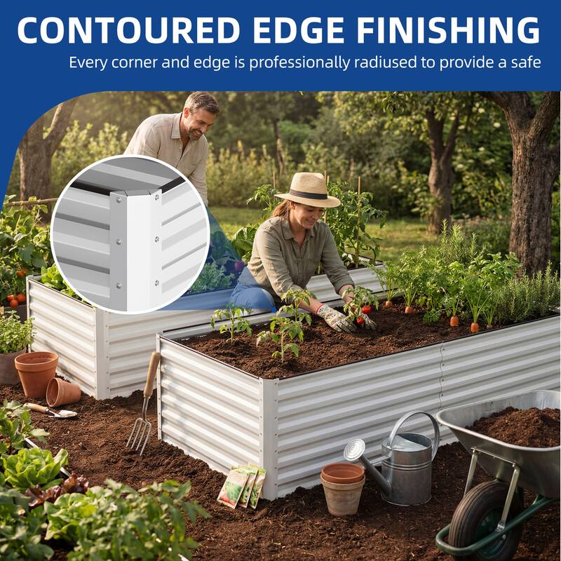 Silver Raised Garden Bed Kit for Vegetables, Flowers, Herbs-Set of 2