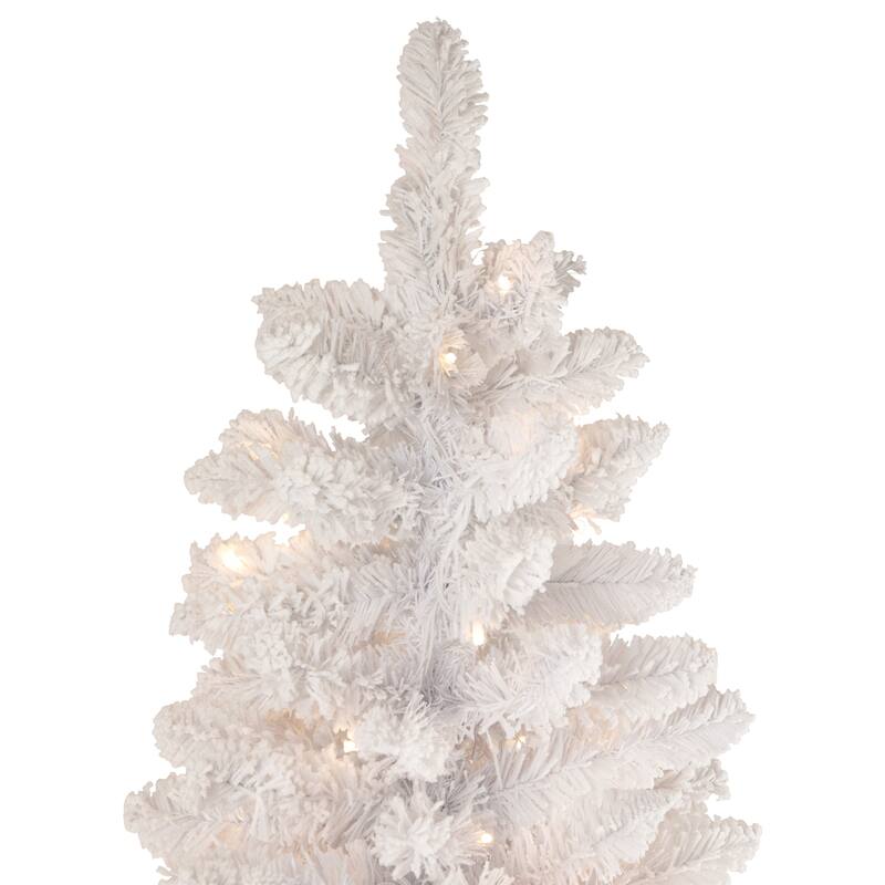 6.5' Medium Flocked Norway Pine Artificial Christmas Tree white LED - 6.5 Foot