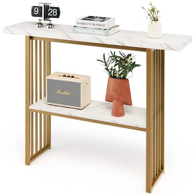 Gymax 48'' 2-Tier Entryway Hallway Console Table Couch Side Table for