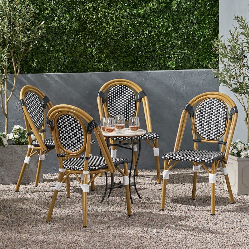 Remi Faux Bamboo/ Faux Rattan Outdoor French Cafe Chairs (Set of 4) by Christopher Knight Home