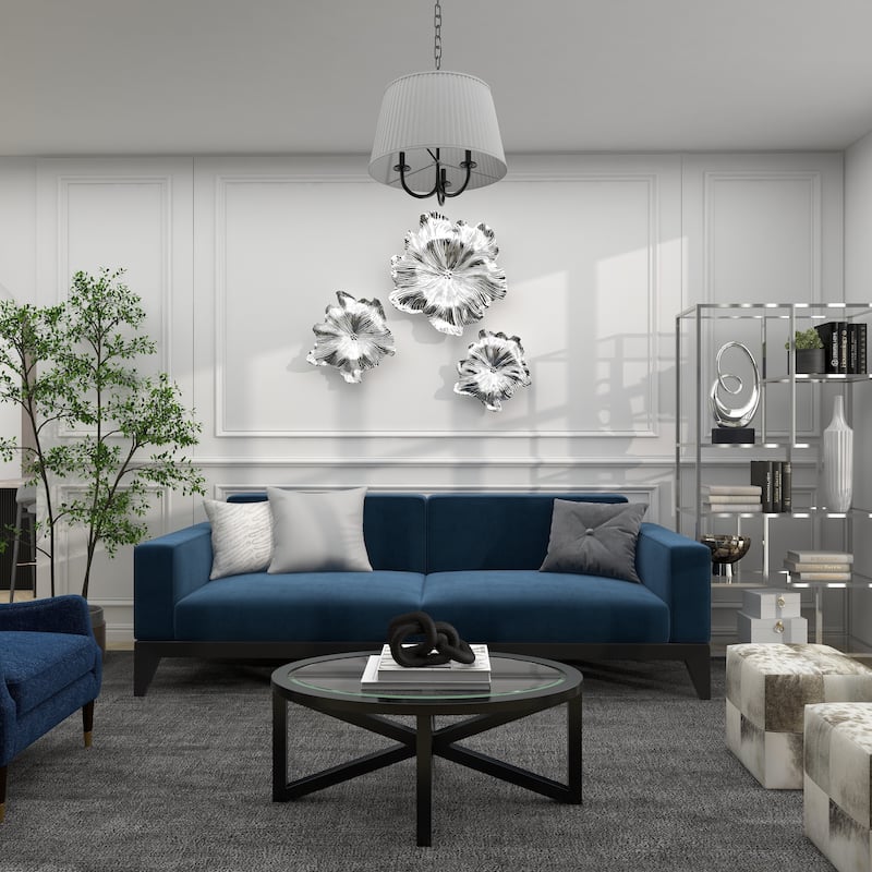 Silver Polystone 3D Floral Home Wall Decor (Set of 3)