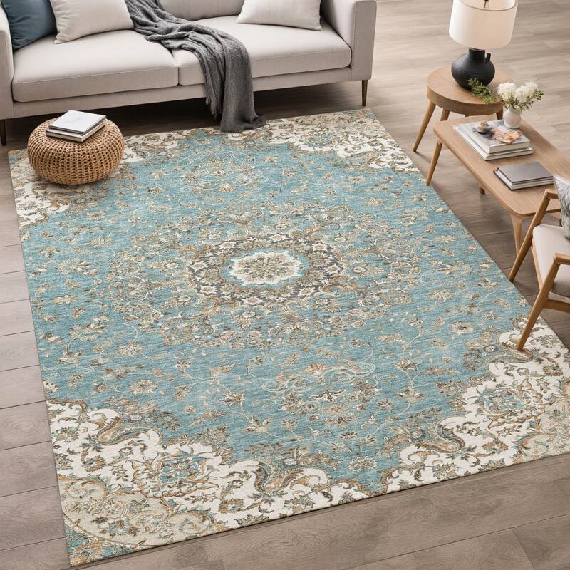 Machine Washable Indoor/ Outdoor Traditional Niko Chantille Rug
