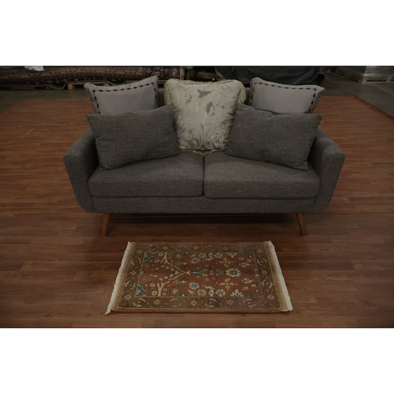 Hand Knotted Oriental 100% Wool Carpet Traditional All-Over Brown Ziegler Area Rug - 3' 0'' X 1' 11''