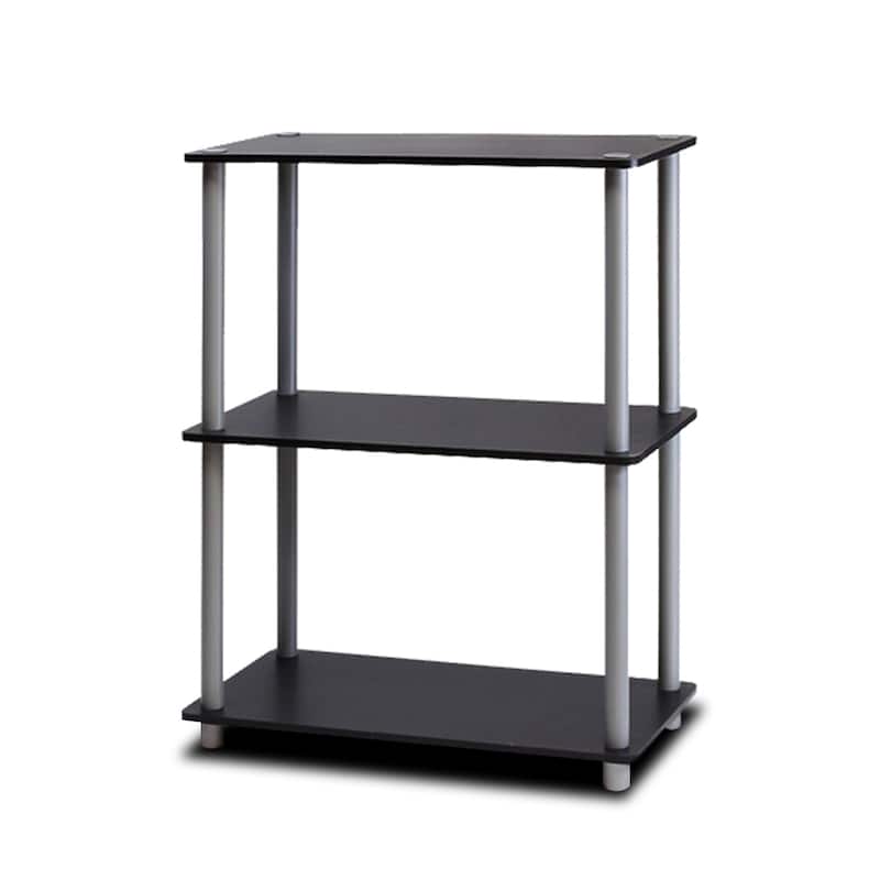 3 Tiers Wood Household Shelving Unit in Black/Grey (23.6 in. W x 29.5 in. H x 11.6 in. D) - 23.6