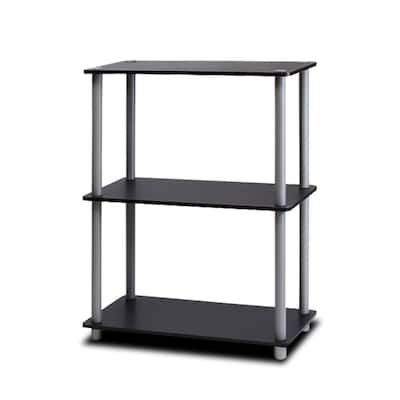 3 Tiers Wood Household Shelving Unit in Black/Grey (23.6 in. W x 29.5 in. H x 11.6 in. D) - 23.6