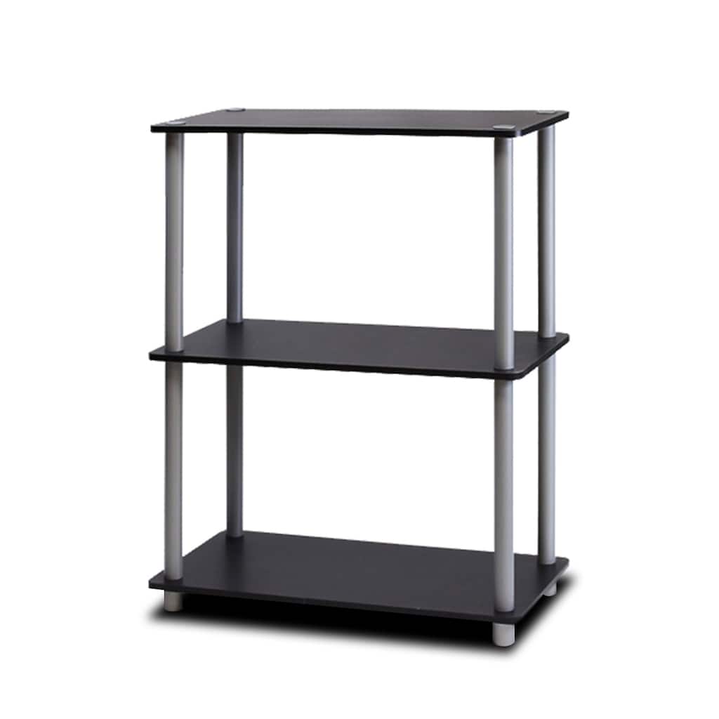 3 Tiers Wood Household Shelving Unit in Black/Grey (23.6 in. W x 29.5 in. H x 11.6 in. D) - 23.6