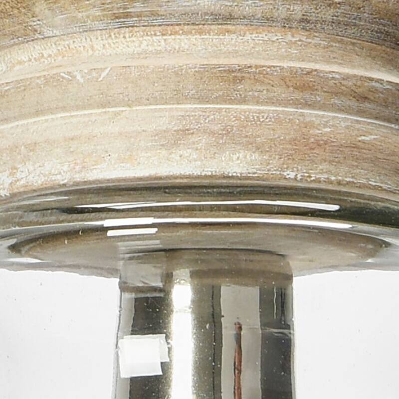 Glass and Distressed Mango Wood Ceiling Light