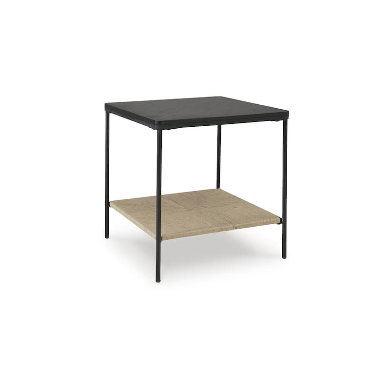 Signature Design by Ashley Minrich Black/Natural Accent Table - 20" W x 20" D x 21.88" H
