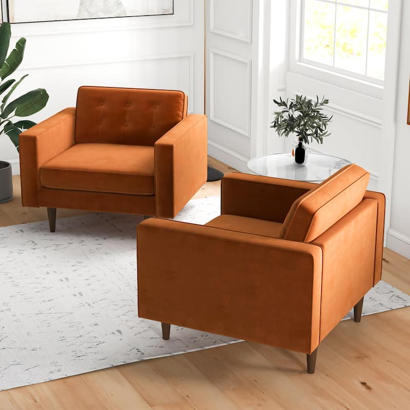 Koda Mid Century Velvet Lounge Chair (Set of 2)