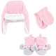 preview thumbnail 2 of 0, Hudson Baby Infant Girl Trapper Hat, Mitten and Bootie Set, Pink Gray Elephant Pink Gray Elephant - 12-18 Months