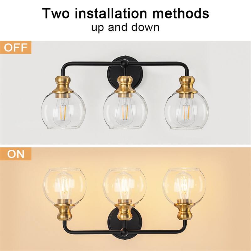 3-Light Dimmable Vanity Light with Clear Glass Shades