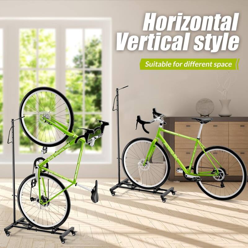 Sttoraboks Upright Bike Stand, Adjustable, 4 rolling wheels, Indoor storage, max 4'' wheel width