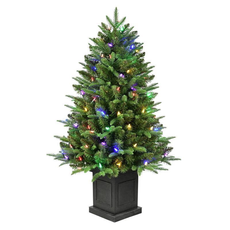 Puleo International 40" Pre-Lit Fraser Fir Potted Tree with 100 Multi-Color LED Lights