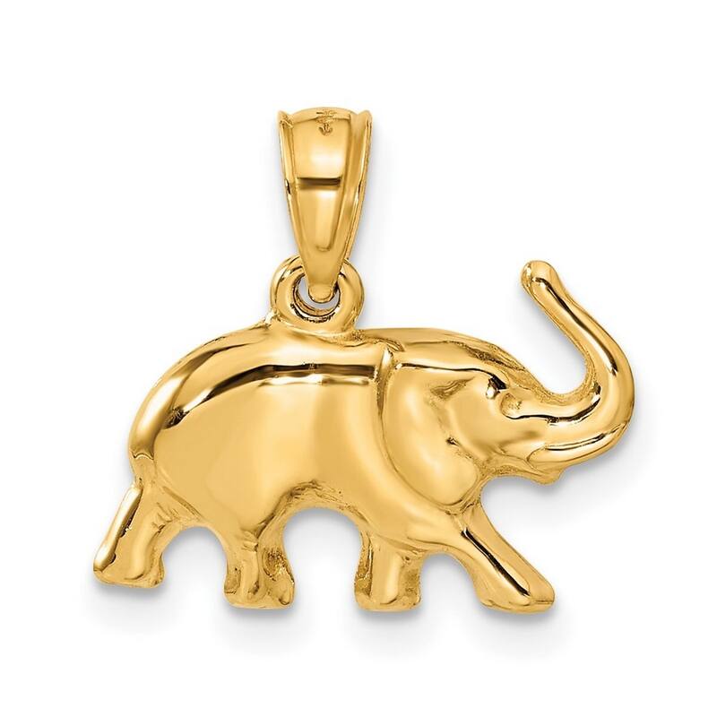 Curata 14k Yellow Gold 18" Polished Good Luck Elephant Pendant Necklace - 16.6x17.5mm