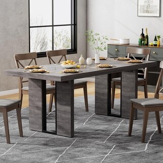 70.8 Inch Rustic Farmhouse Dining Table for 6-8 People, Vintage Grey ...