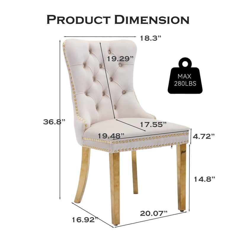 Tufted Naliheads Solid Wood Upholstered Dining Chairs (Set of 4)