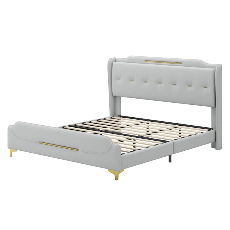 Uphou Modern Upholstered PU Leather Bed by Christopher Knight Home