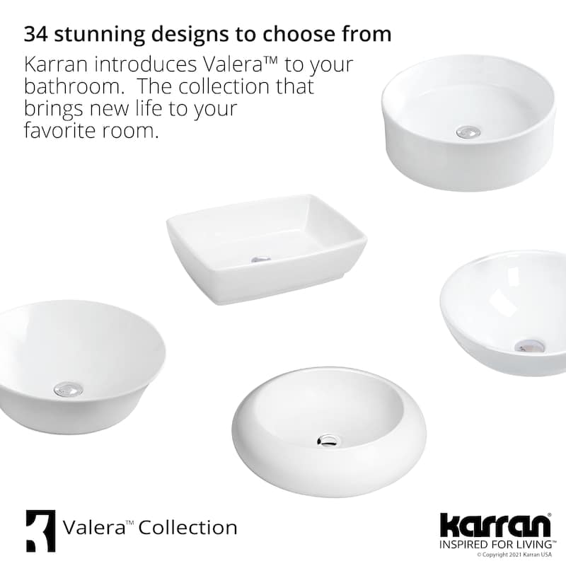 Karran Valera 16" Vitreous China Vessel Bathroom Sink in White