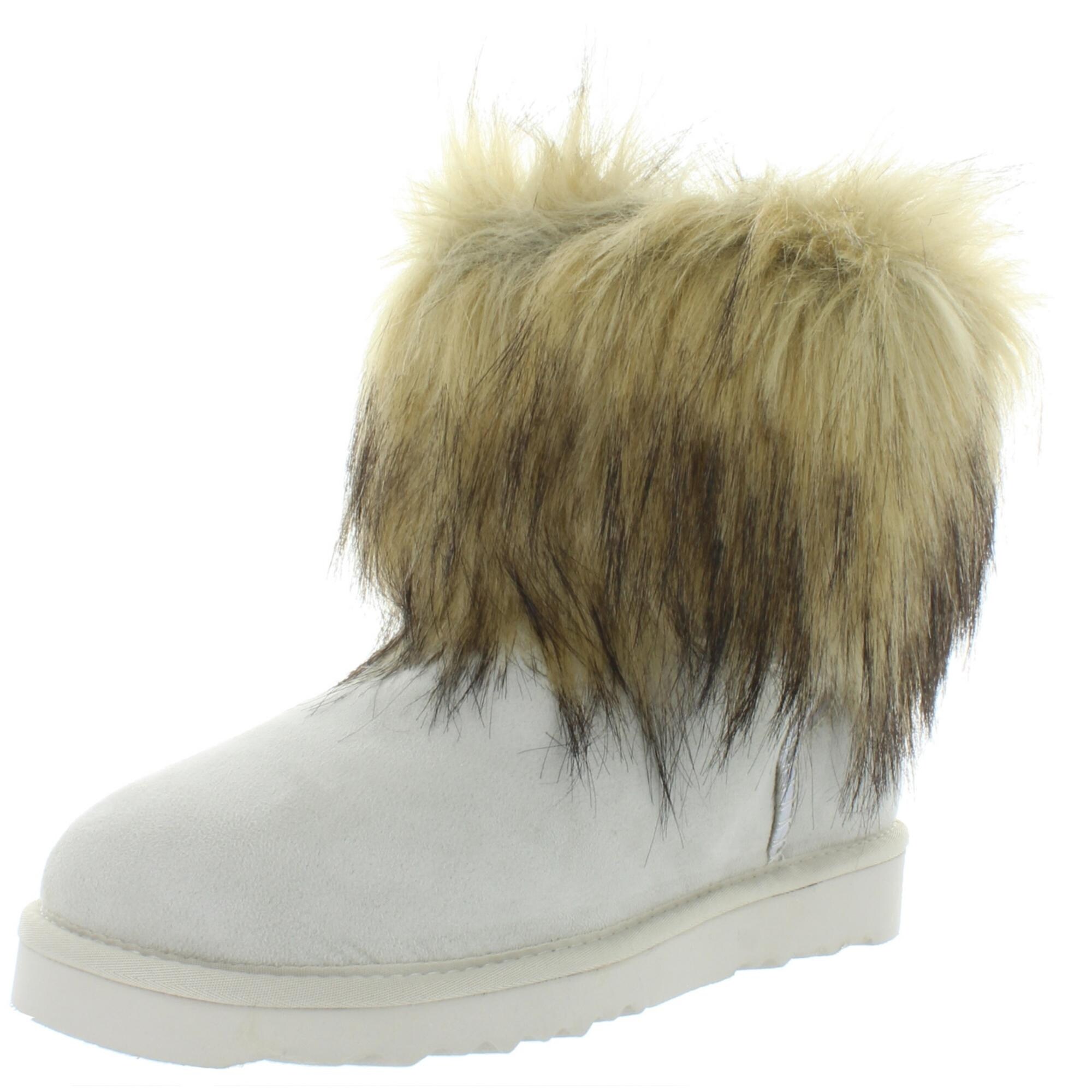off white fur boots