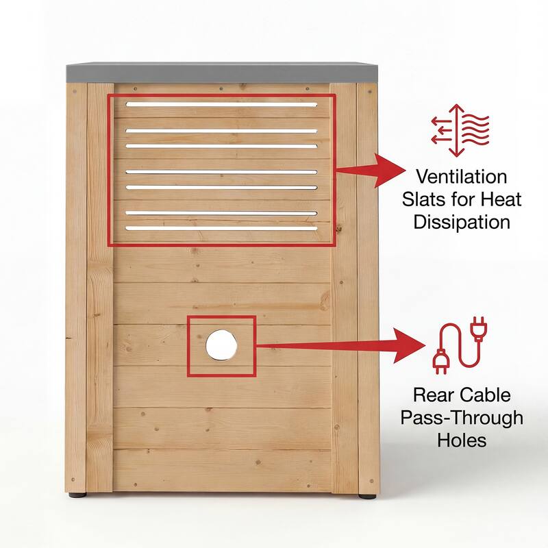 Modular Outdoor Kitchen Island Set, 100% Solid Wood BBQ Cabinet , Patio Kitchen Bar Table