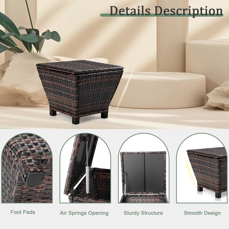 Patio 13 Gallons Wicker Storage Side Table