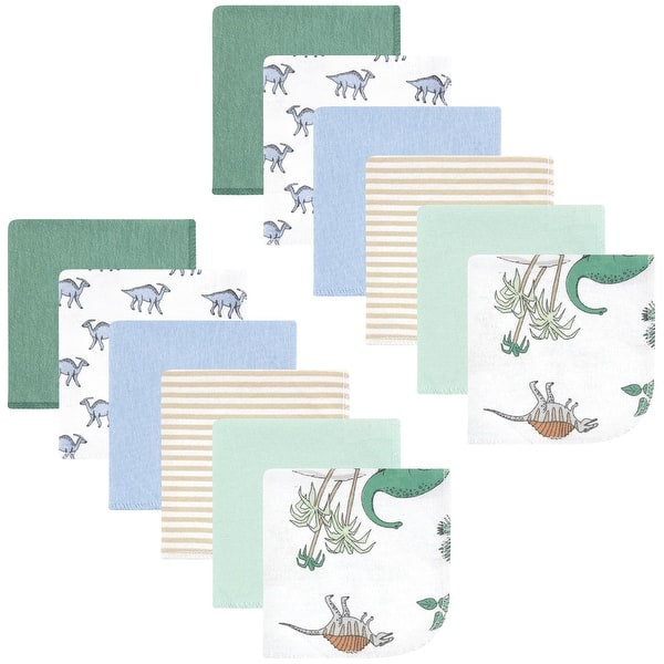 slide 1 of 1, Hudson Baby Infant Boy Flannel Washcloths, Boy Dino World 12Pk, One Size - Boy Dino World 12Pk - One Size One Size - Boy Dino World 12Pk