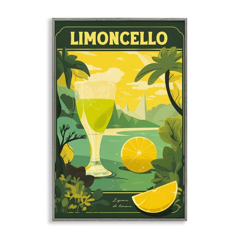 Stupell Lemon Cocktail in Tropical Scene Framed Giclee Art Design By Andreas Magnusson - 16 x 24 - Grey