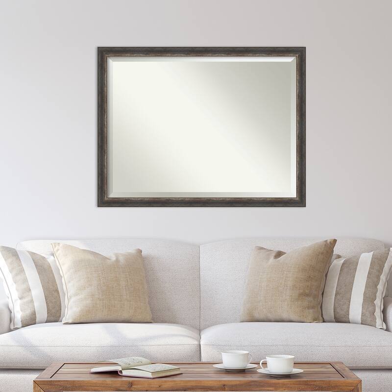 Beveled Wall Mirror - Bark Rustic Char Narrow Frame - Bark Rustic Char Narrow