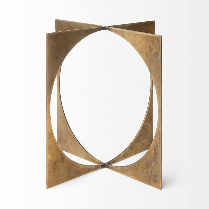 Burnished Gold Metal Circle Square Sculpture