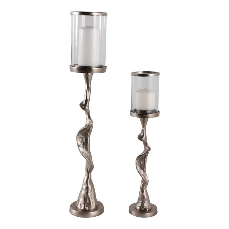 Metal Candle Holder Tabletop Sculptural Base (Set of 2) - 30" Silver - 29.5"