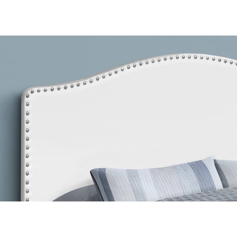 Bed, Headboard Only, Queen Size, Bedroom, Upholstered, White Leather Look, Transitional