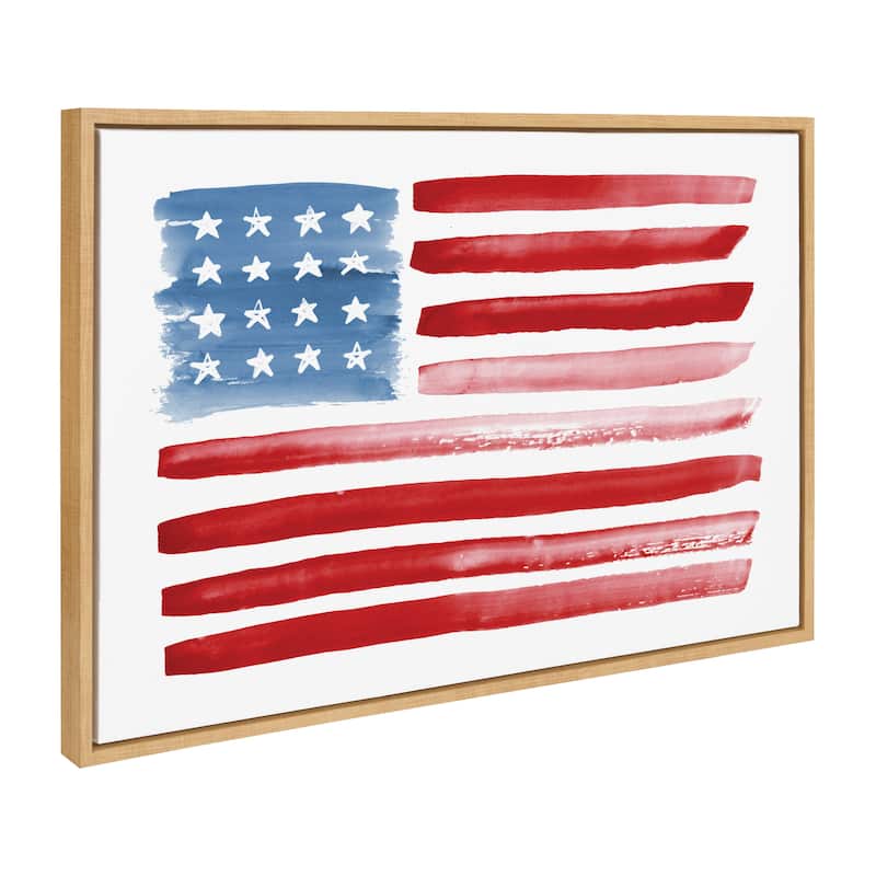 Kate and Laurel Sylvie Flag Alone Framed Canvas by Sara Berrenson - 23x33 - Natural