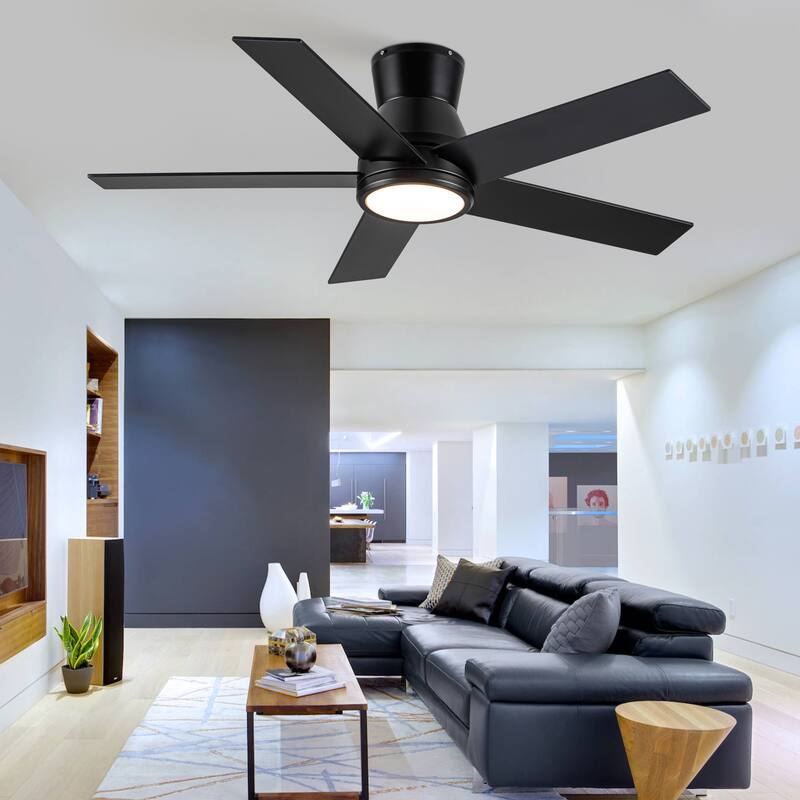 52" Brushed Nickel Lowe Profile Ceiling Fan with Light