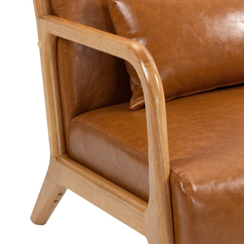 Mid Century Solid Wood Upholstered Accent Chair