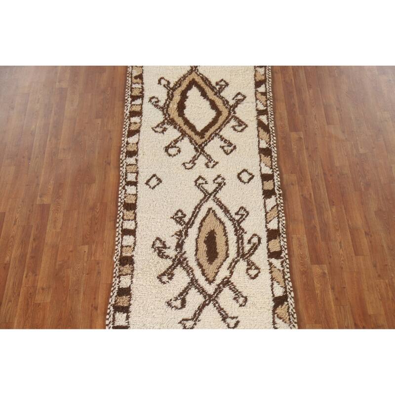 Vegetable Dye Anatolian Turkish Runner Rug Hand-knotted Wool Carpet - 3'3"x 10'4"